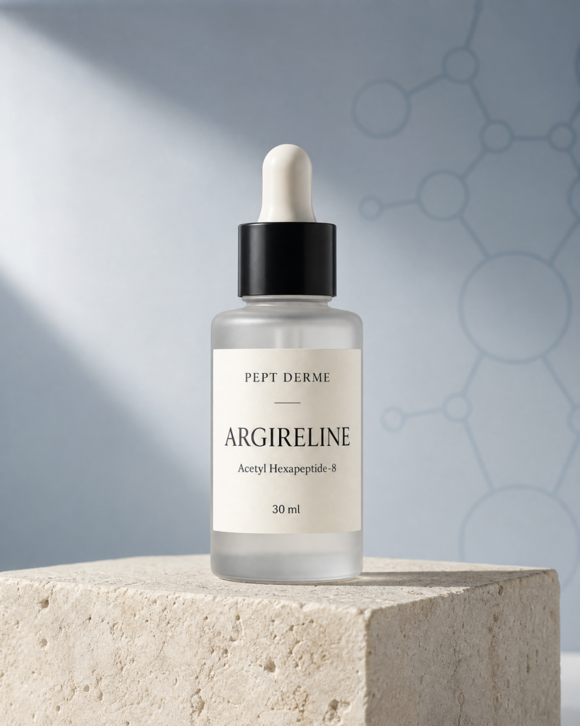 Pept Derme Argireline peptide serum in a glass dropper bottle